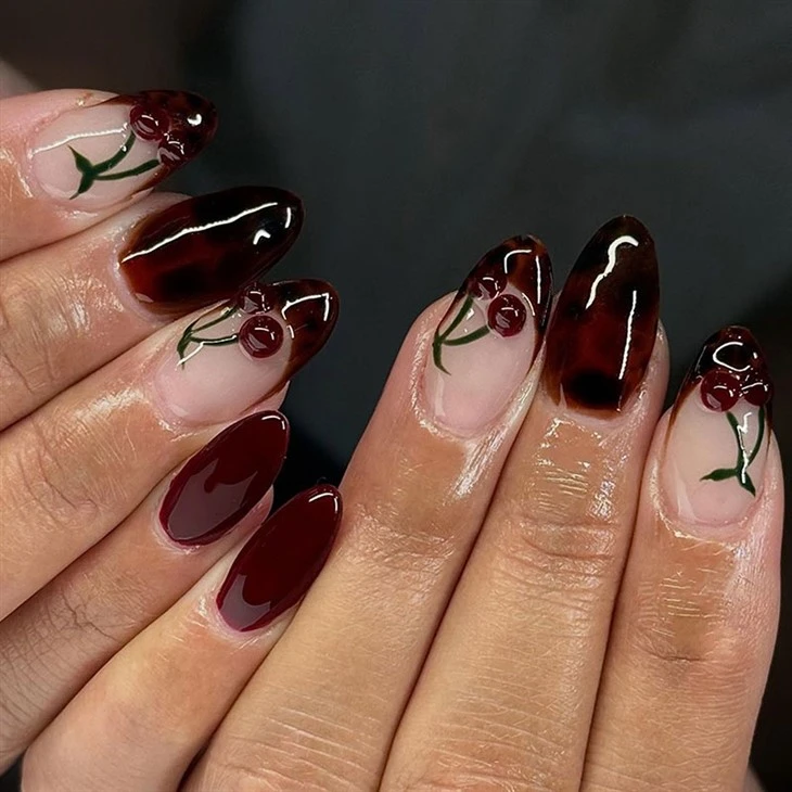 3D Cherry Design Press On Nails