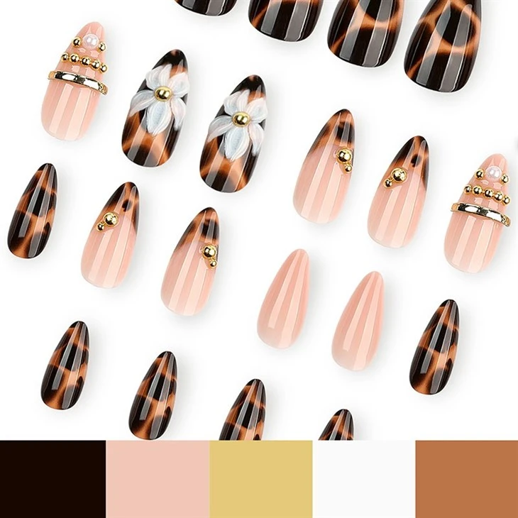 3D Floral Leopard Print Press On Nails best