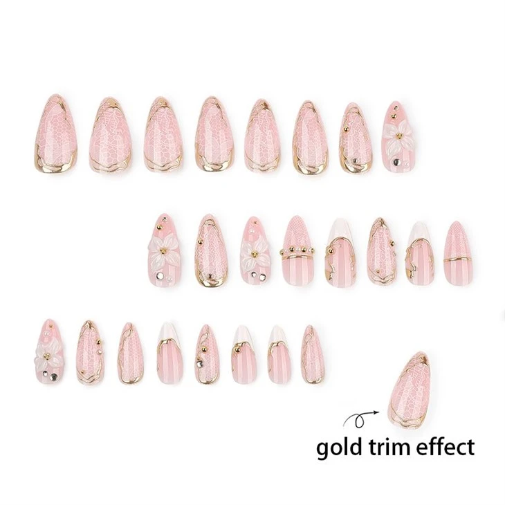 3D Gilded Floral Press On Nails suppliers