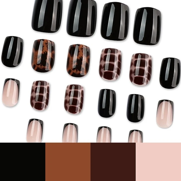 Black Tortoise French Short Square Press On Nails best