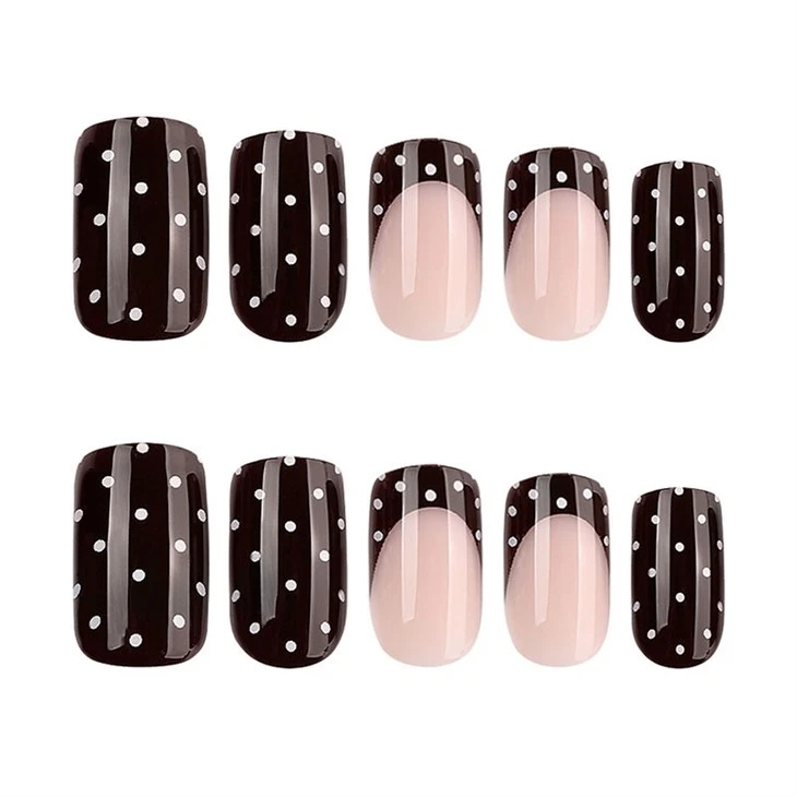 Black White Polka Dot Square Press On Nails high quality