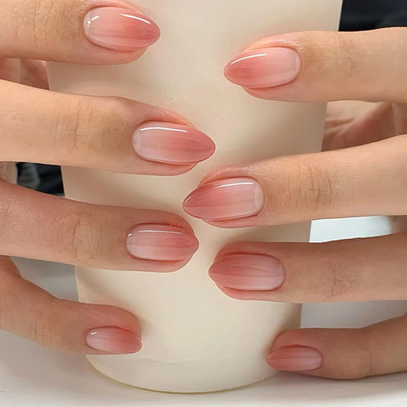 Blush Almond Ombre Press On Nails