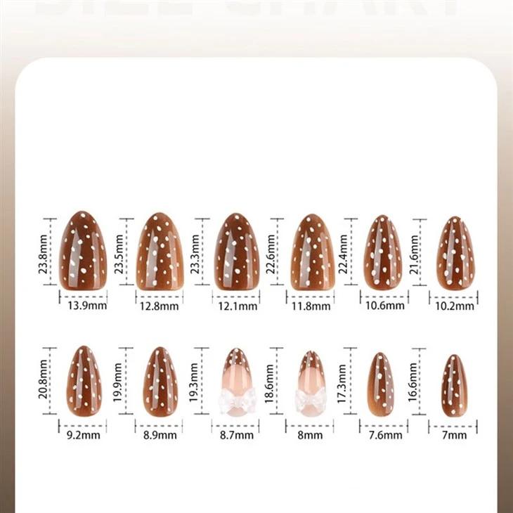 Brown Polka Dot Bow Fake Nails price