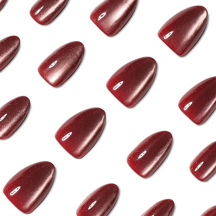 Burgundy Cat Eye Press On Nails factory