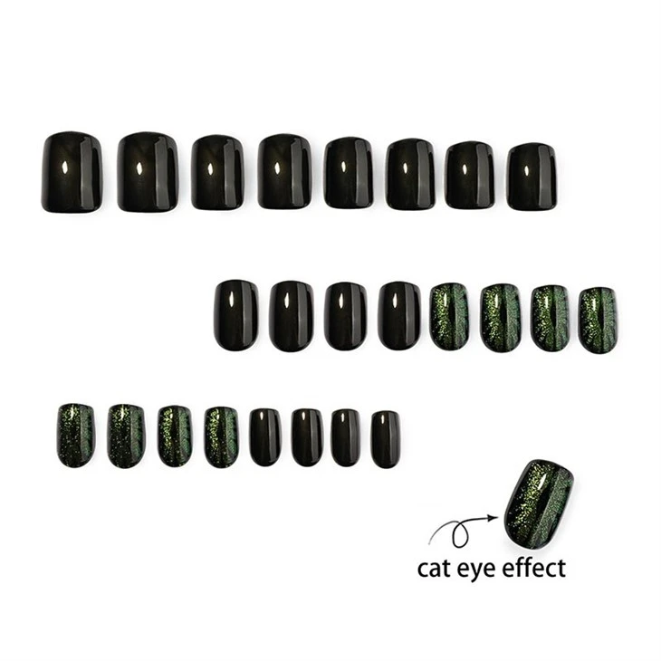 Dark Magic Emerald Cat Eye Halloween Press On Nails suppliers