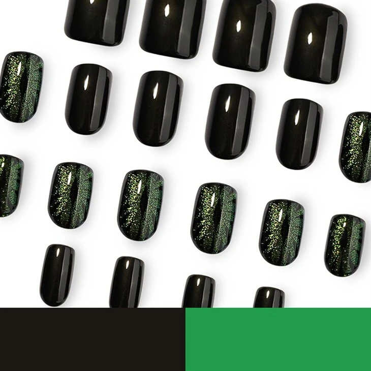 Dark Magic Emerald Cat Eye Halloween Press On Nails best