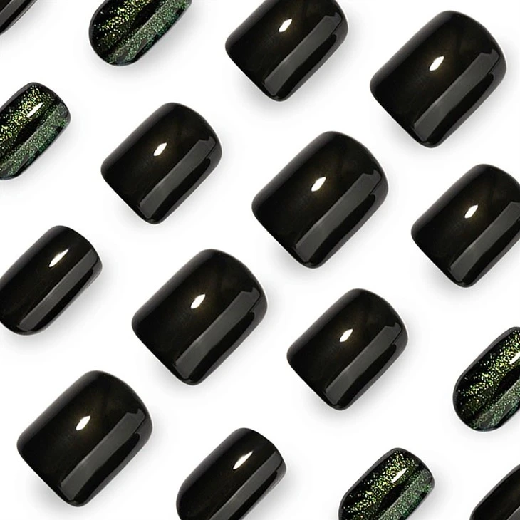 Dark Magic Emerald Cat Eye Halloween Press On Nails factory
