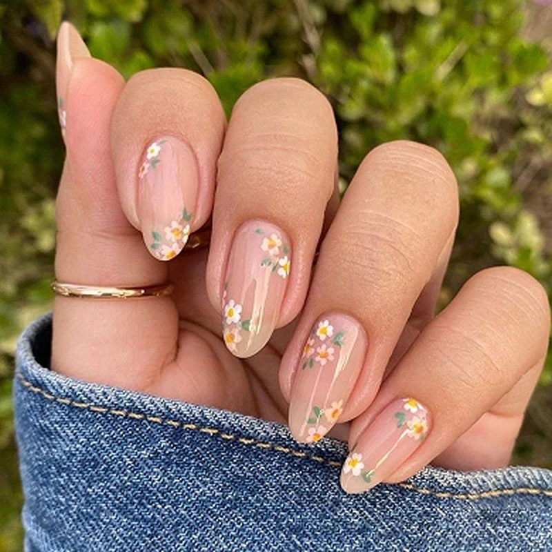Flower Print Press On Nails