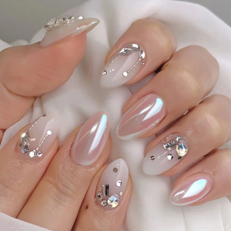 French Gradient Diamond Press On Nails