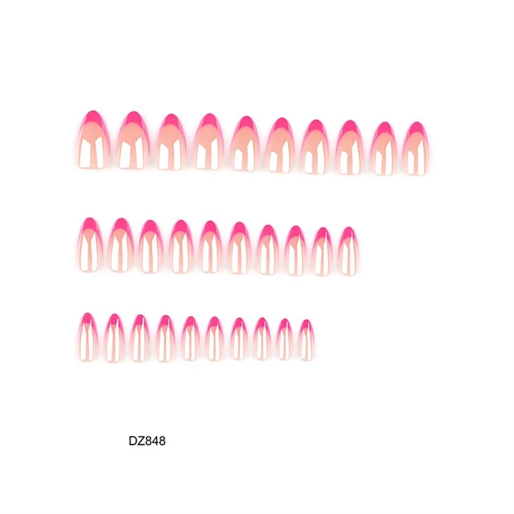 Glossy Chrome French Tip Press On Nails