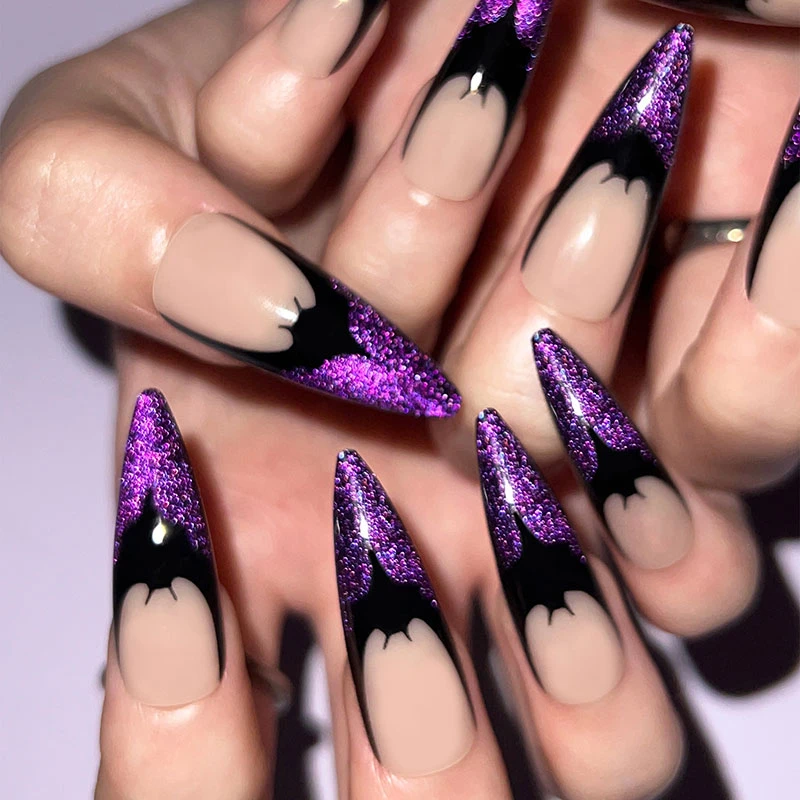 Halloween Nails Black and Purple