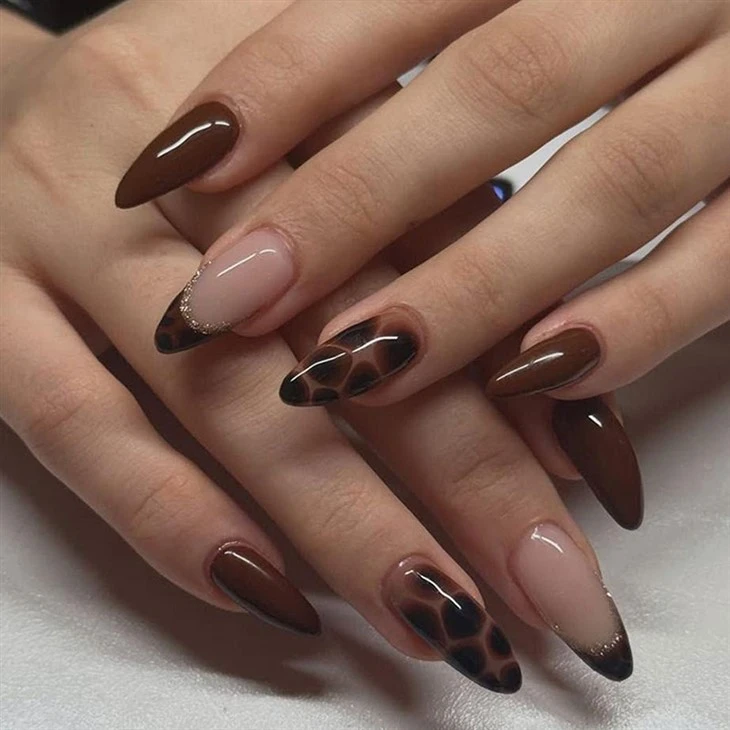 Leopard French Press On Nails