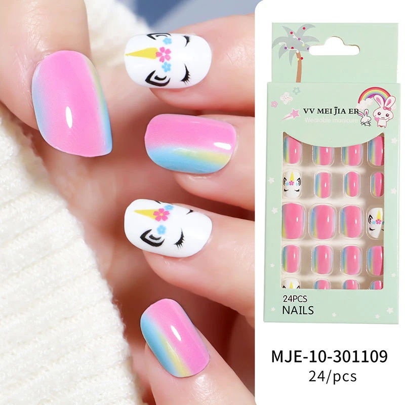 Pastel Rainbow Unicorn Cartoon Kids Press On Nails Pastel Rainbow Unicorn Cartoon Kids Press On Nails