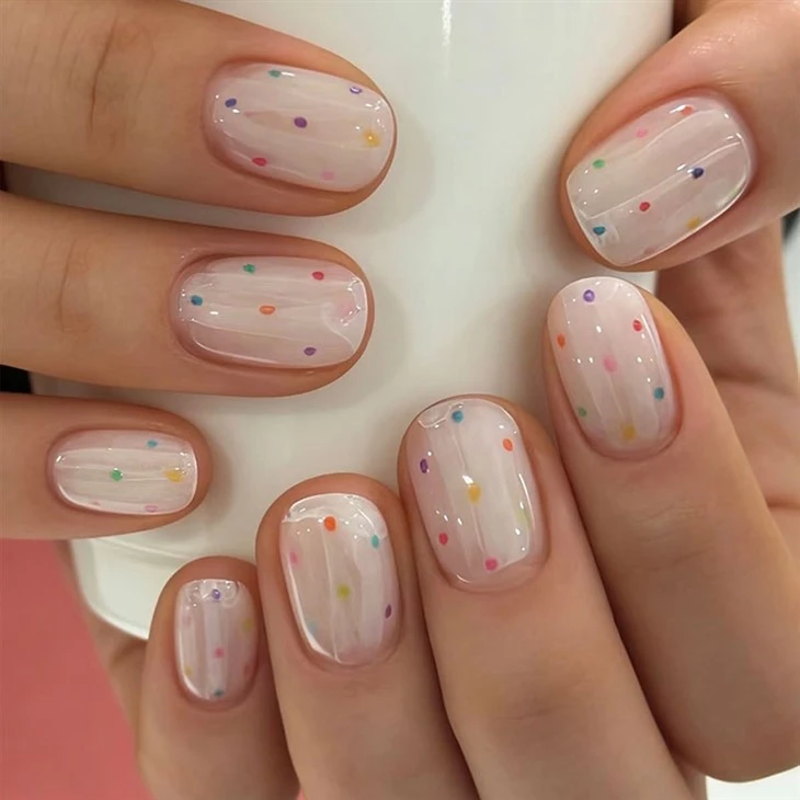 Minimalist Color Dot Jelly White Press On Nails