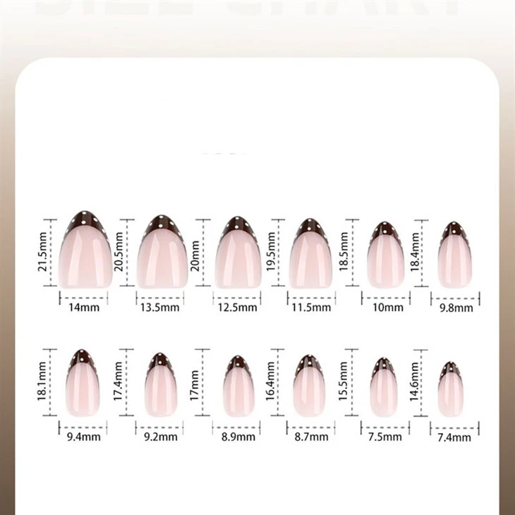 Mocha Brown Polka Dot French Almond Press On Nails price