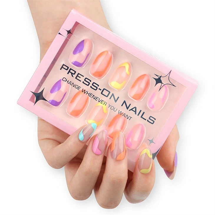 Pastel Abstract Color Block Press On Nails