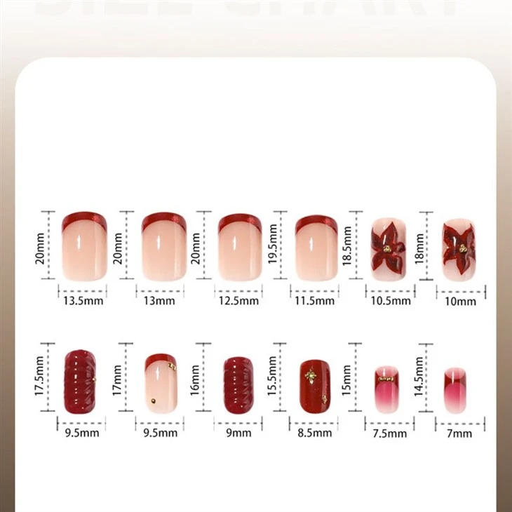 Red 3D Bow French Ombre Fake Nails price