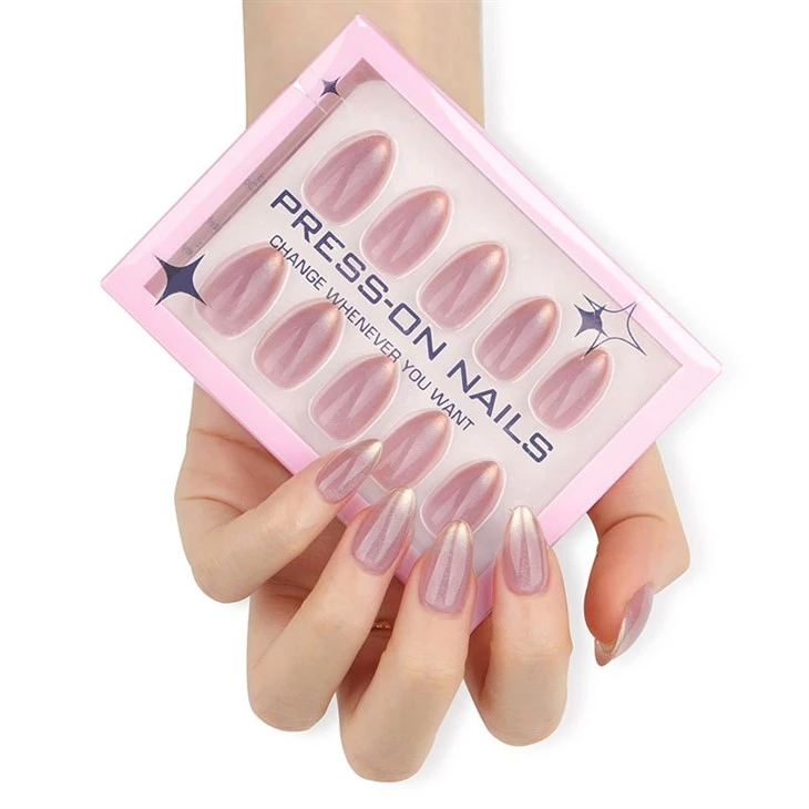 Rose Gold Aurora Pearl Press On Nails