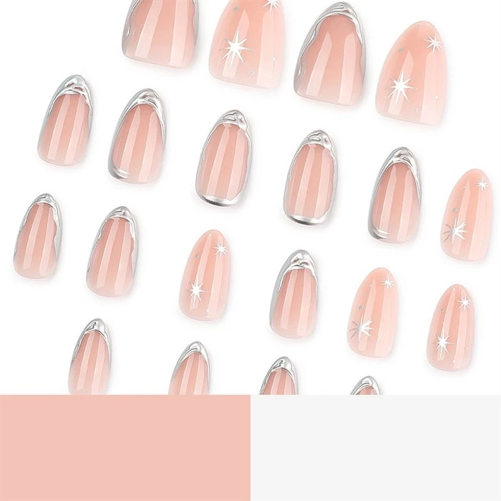 Silver Outline Star French Tip Press On Nails best