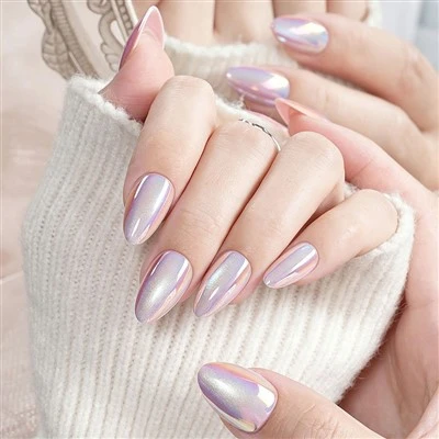 30PCS Electroplate Cat Eye Almond Fake Nails