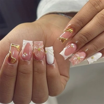 3d Sunflower French Press On Nails
