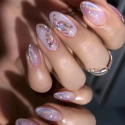 Chrome Mirror Finish Glitter Press On Nails