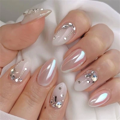 French Gradient Diamond Press On Nails