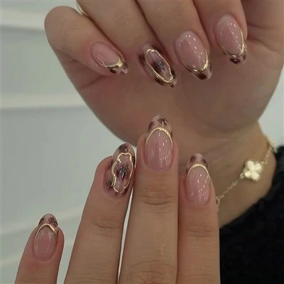 Gilded Nude French Tip Press On Nails
