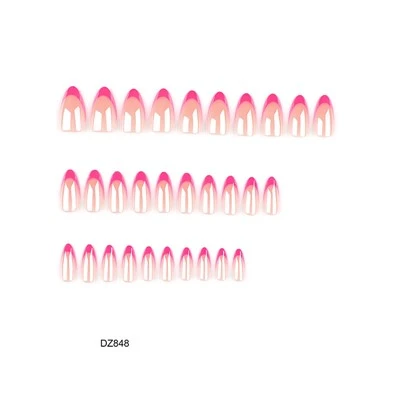 Glossy Chrome French Tip Press On Nails