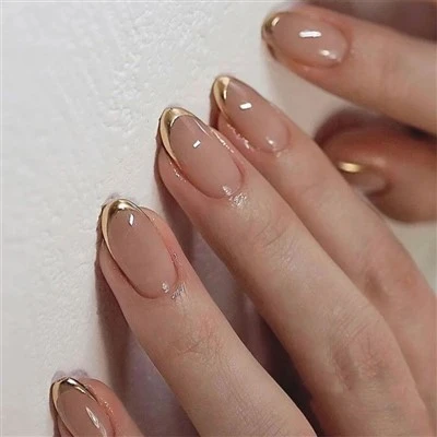 Gold French Press On Nails