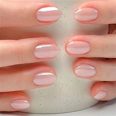 Nude Color Almond Chrome Press On Nails