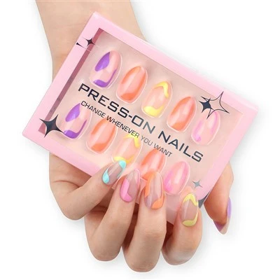 Pastel Abstract Color Block Press On Nails