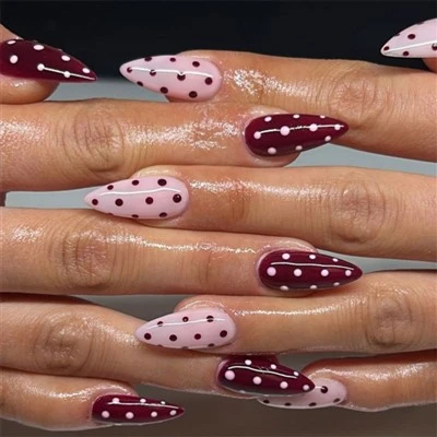 Red Polka-dot Nail Press On Nails