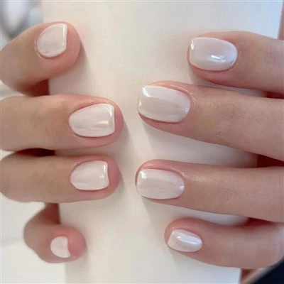 White Chrome Press On Nails