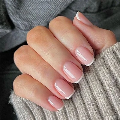 White Square French Press On Nails