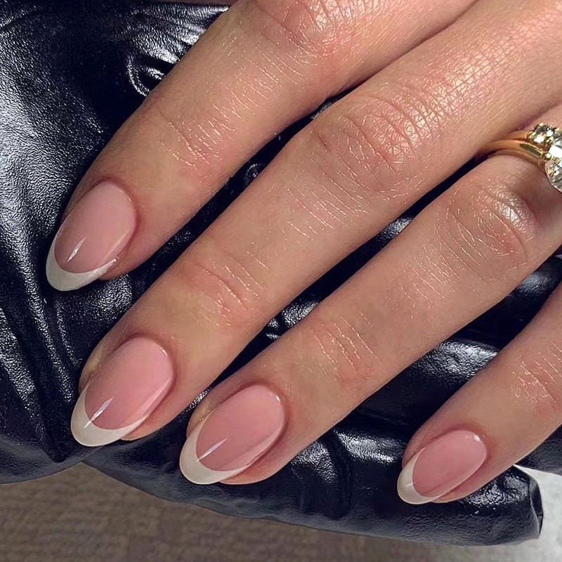 White Almond French Press On Nails