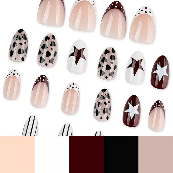 Y2K Star Cow Print Press On Nails best