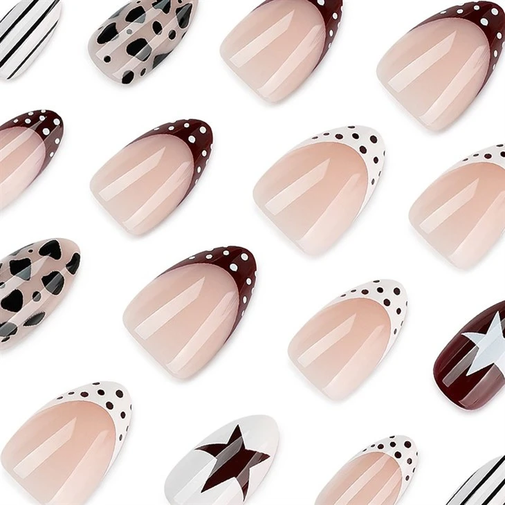 Y2K Star Cow Print Press On Nails factory